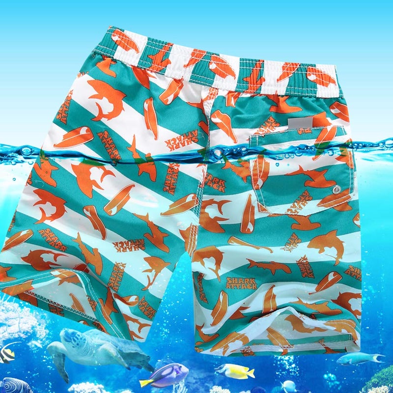 techcity Boys Swim Trunks, Quick Dry Beach Swim Shorts Little Boys Bathing Suit Swimsuit Toddler Boy Swimwear with Mesh Lining, 3-14 Years (7-8 Years, Orange) - Image 2
